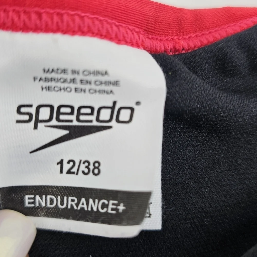 Speedo Endurance Red Black Racerback Competition swimsuit size 12/38